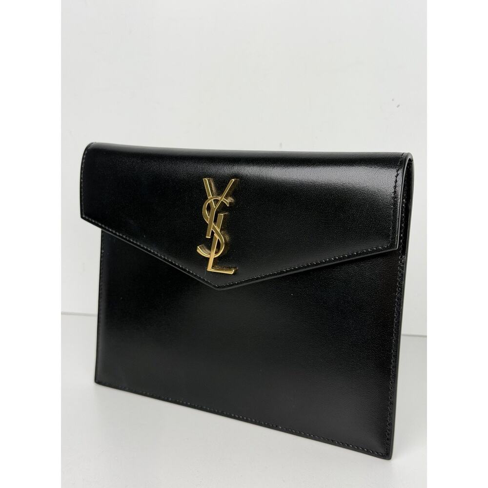 Saint Laurent Uptown Baby Pouch in Black Leather Smooth Shiny Calfskin S15